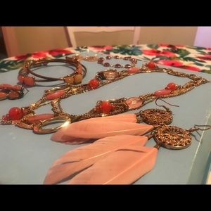 Pink and faux gold jewelry bundle